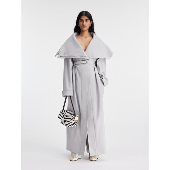 Jacquemus Caruso La Casa Draped Trench Coat Light Grey Size 36 - Picture 1 of 16